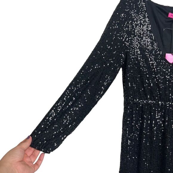 Betsey Johnson Black Sequin Side Slits Midi Dress Size Small - Picture 6 of 13